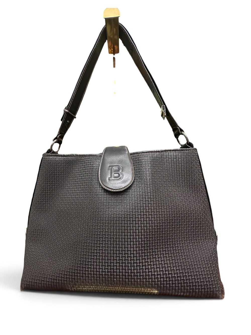 Vintage 1970s Bally Embossed B Shoulder Bag